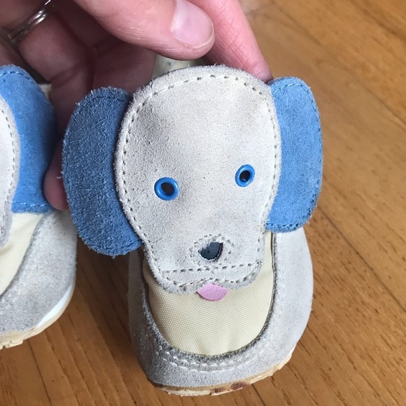 Vintage baby zoo shoes baby puppy dog sneakers tan blue yellow boys size 1 - Picture 9 of 13